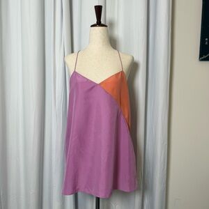 Tibi Silk Colorblock Racerback Tank Purple Orange Sleeveless Top Size 10 NWT